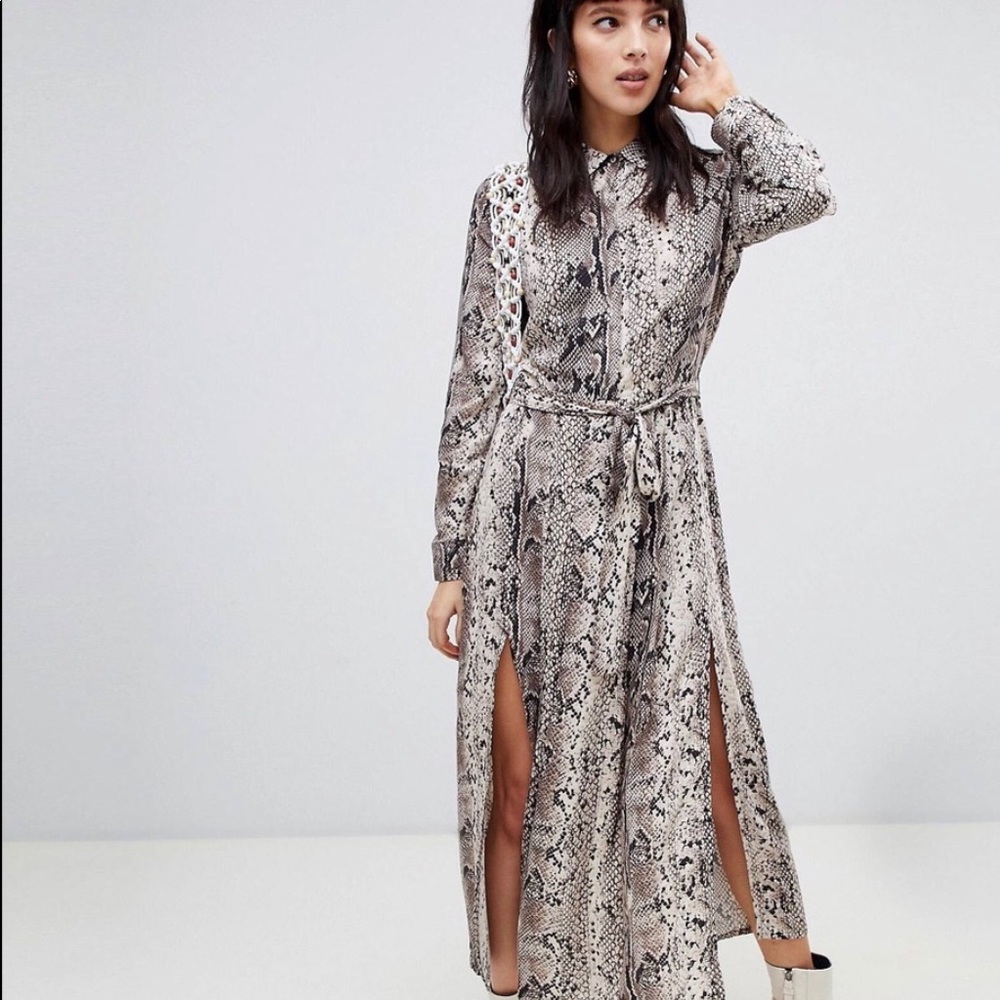 ASOS Stradivarius double split collared Maxi - Picture 2 of 2